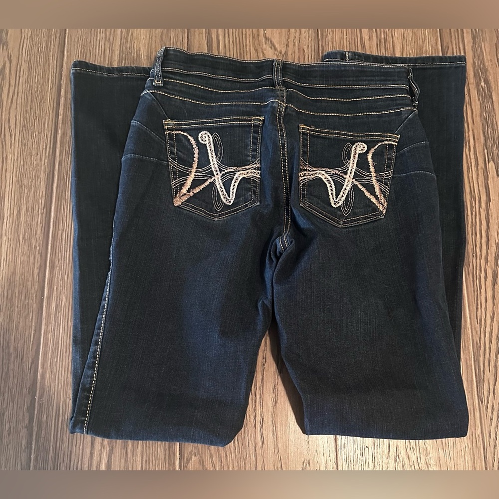 Wrangler Dark Blue Bootcut Jeans with Embroidered Back Pockets